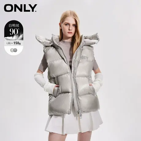 ONLY2023秋冬新款90白鸭绒保暖连帽短款马甲羽绒服女|123423036图片