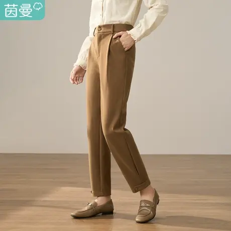 【商场同款】茵曼冬女装新款田园高腰后腰橡筋打褶百搭萝卜裤图片