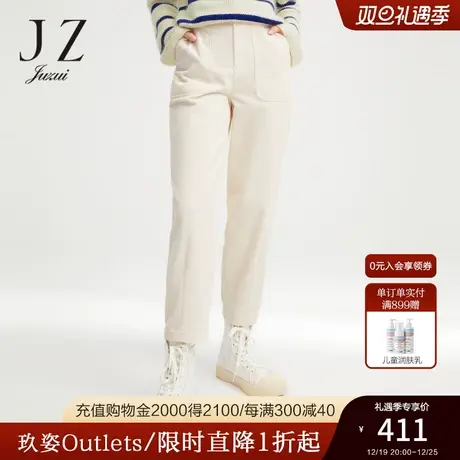 商场同款JZ玖姿灯芯绒直筒裤女装2022秋季新款休闲裤JWBQ11117图片