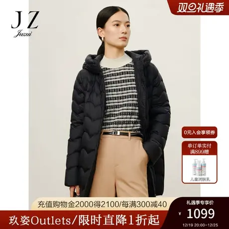 商场同款JZ玖姿宽松茧型绗缝白鸭绒羽绒女2023冬季新款JWCD03208图片