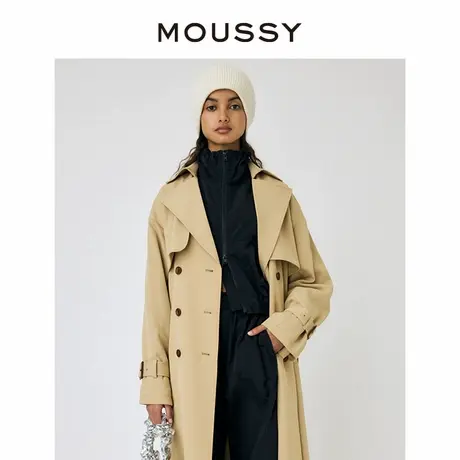 明星同款MOUSSY 2024新品通勤附腰带收腰休闲风衣010HSA30-1060图片