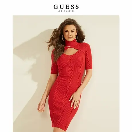 GUESS秋冬女时尚纯色修身针织复古连衣裙-W0RK64R2BF3图片
