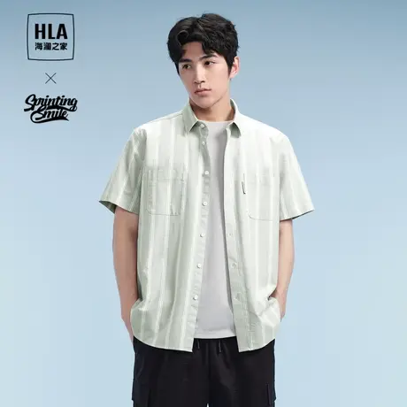 HLA/海澜之家SPRINTING SMILE系列短袖衬衫25夏季新牛津布上衣男图片