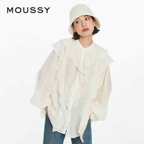 MOUSSY夏季甜美森系荷叶边OVERSIZE衬衫女028HSZ30-0931图片