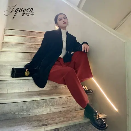灯芯绒高腰阔腿裤女2023秋季新款复古宽松显瘦休闲垂感条绒直筒裤图片