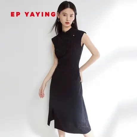 EP雅莹国风 新中式桑蚕丝收腰修身礼服连衣裙 春装商场同款4649A图片