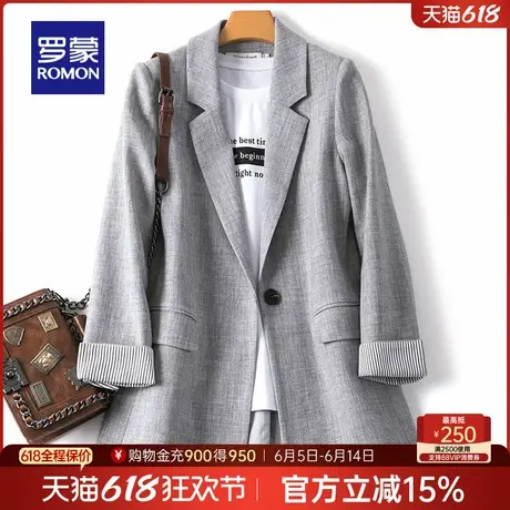 罗蒙女士西装外套2025春季简约舒适宽松休闲单西英伦风上衣小西服图片