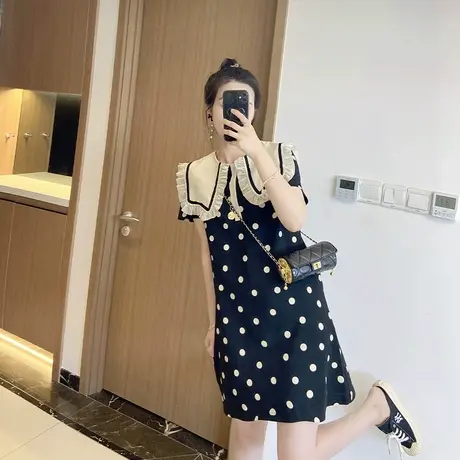 波点娃娃领减龄高端连衣裙高级感裙胖mm女装减龄夏装2025新款大码图片