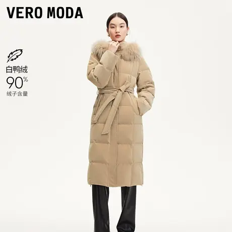 Vero Moda24冬新款光泽面料90绒貉子毛收腰长款羽绒服324412014图片