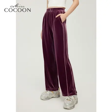 【秋上新】missCOCOON丝绒复古卫裤女2023秋季新款运动休闲直筒裤图片