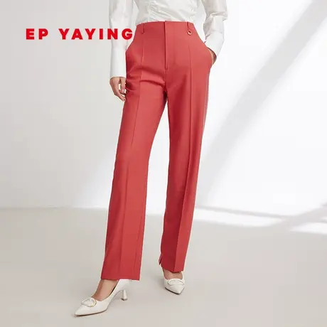 EP YAYING雅莹女装 美利奴纯羊毛开叉直筒裤 2024春装新品6445A图片