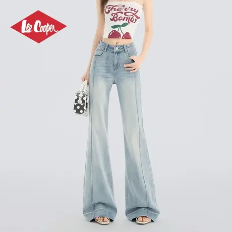 Lee Cooper/李库珀 高级感显瘦高腰牛仔裤女夏季薄款直筒微喇长裤图片