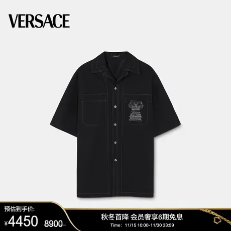【新年礼物】 VERSACE/范思哲 男士刺绣La Colonna衬衫短袖上衣图片