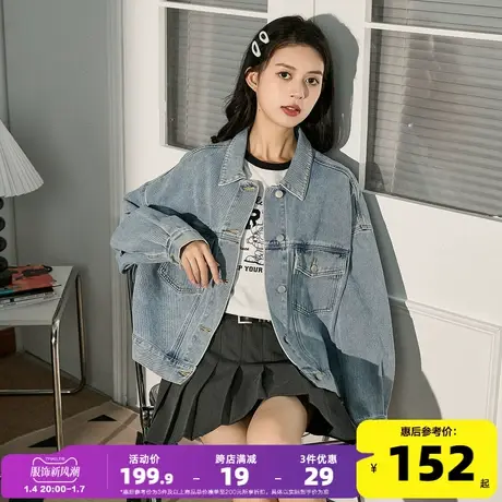唐狮牛仔外套女短款2025年春季新款小个子时尚百搭翻领休闲上衣图片
