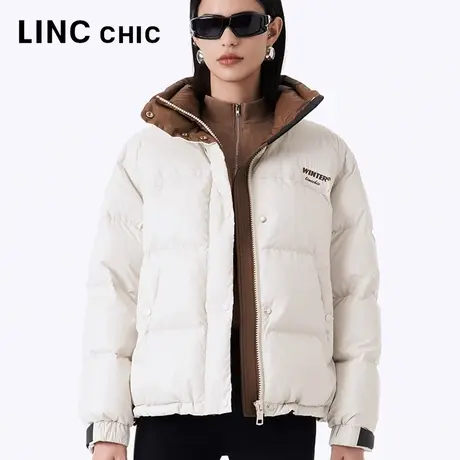 LINCCHIC金羽杰短款羽绒服女2023秋冬新品都市时髦免洗加厚面包服图片
