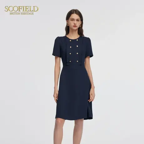 【大乐gogo严选】Scofield海军风双排扣连衣裙收腰裙夏季裙子图片