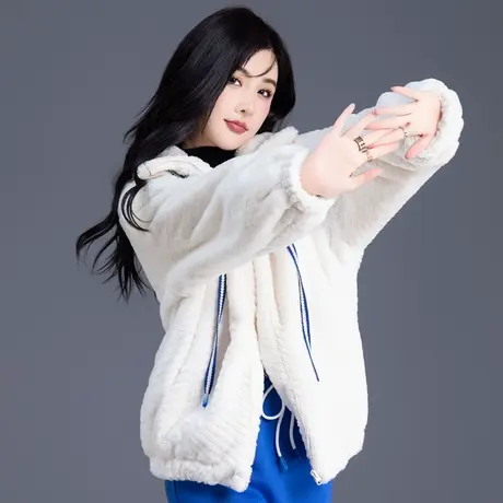 仿兔毛棉服女冬季新款2023加厚夹棉外套棉袄小个子上衣白色面包服图片