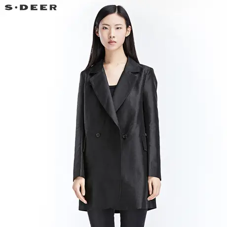 sdeer圣迪奥2019春装商务休闲光泽两穿宽松西装外套女S17181816图片