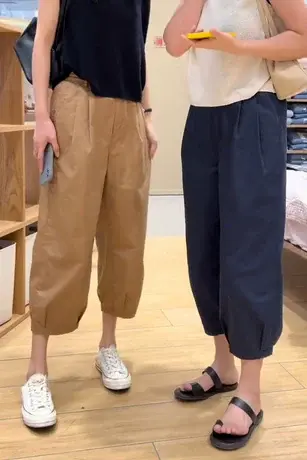 高腰薄款九分休闲裤女2023夏季新款韩版宽松显瘦香蕉裤小脚萝卜裤图片