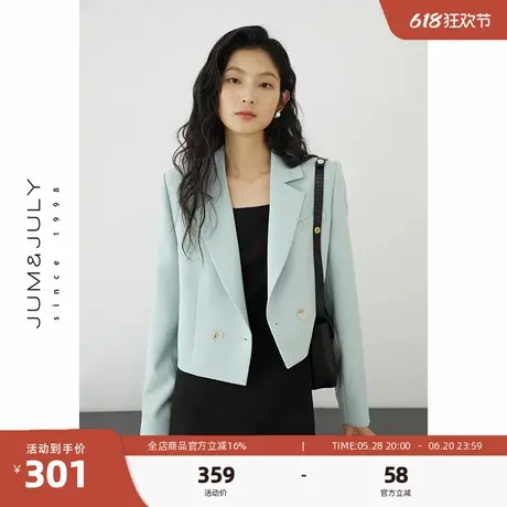 嘉茱莉春季新款休闲西装外套女小个子短款外套上衣一粒扣小西服图片