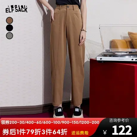 妖精的口袋宽松西装裤女2023秋季新款阔腿长裤显瘦设计感休闲裤子图片