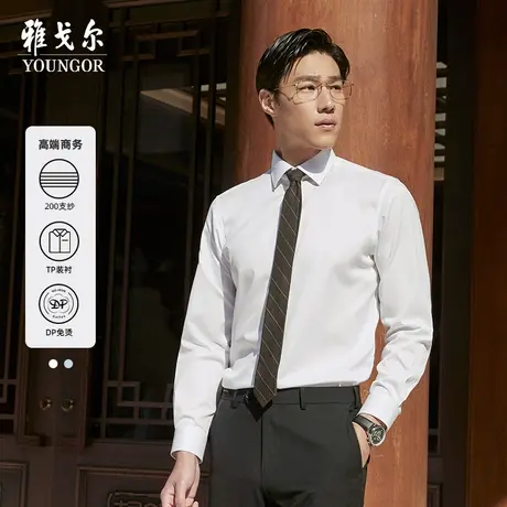 【TNDP200支纱】雅戈尔官方商务DP免烫装衬隐竖条纹长袖衬衫男图片