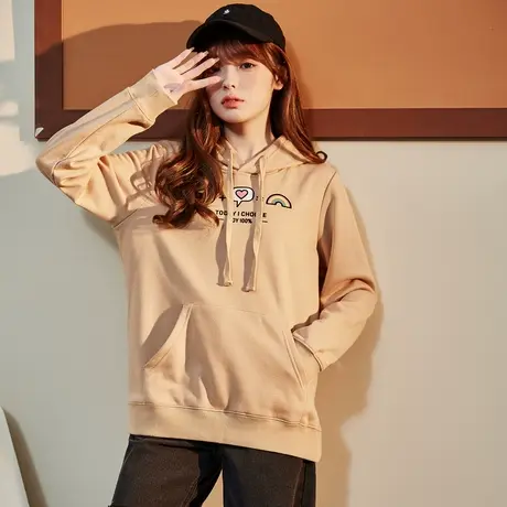 唐狮少女心卫衣秋冬新彩色连帽潮流卫衣外套加厚小个子百搭上衣TA图片