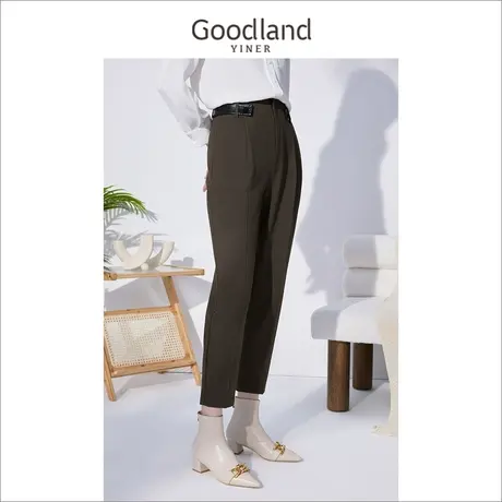 Goodland美地女装冬季高腰显瘦哈伦裤小个子九分萝卜裤图片
