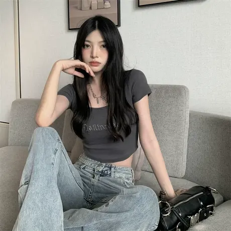 夏季韩版2023新款修身显瘦短款小个子150短袖T恤上衣女夏打底衫图片