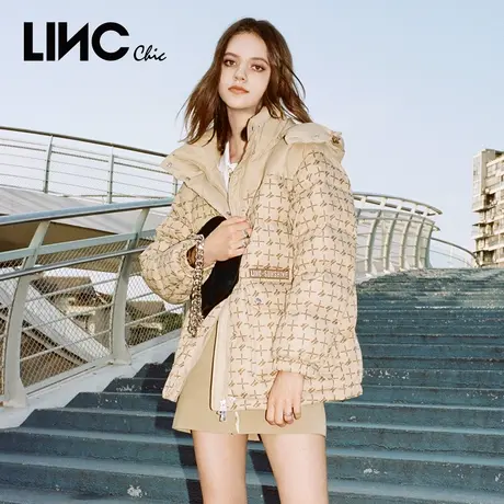LINC金羽杰2023秋冬新款复古反季专柜断码女款短款面包服羽绒服女图片
