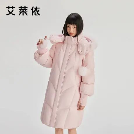 【狐狸毛领可拆卸】艾莱依羽绒服女款时尚休闲甜美长款加厚长外套商品大图