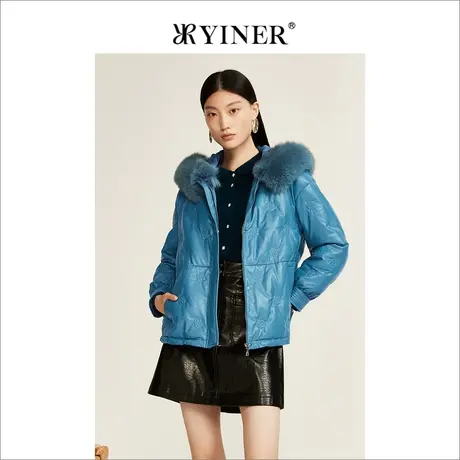 YINER音儿女装2022冬季新款真皮羽绒服高级感图片