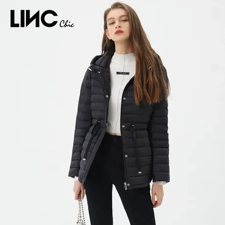 LINC金羽杰2023冬新款女款连帽短款轻薄羽绒服女专柜反季断码清仓图片