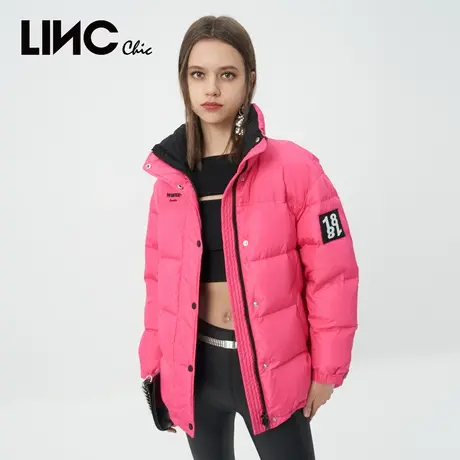 LINC金羽杰2023秋冬季新款炫彩反季断码女款短款面包服羽绒服女图片