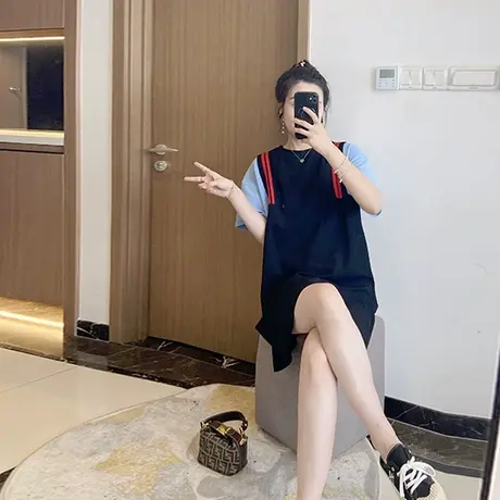 胖mm炸街裙子大码梨型身材女装2024新款夏季连衣裙遮肚子显瘦时尚图片
