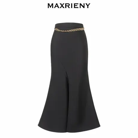 【奥莱】MAXRIENY复古分割开叉鱼尾半裙约会小裙子图片