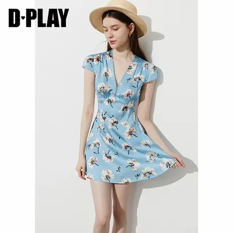 DPLAY【度假系列】2025年夏季新款蓝色连衣裙女短款印花裙子短裙图片