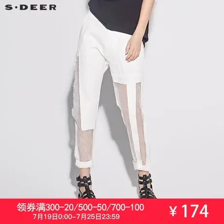 sdeer圣迪奥简约字母印花飘带搭片纯白长裙S18281118图片