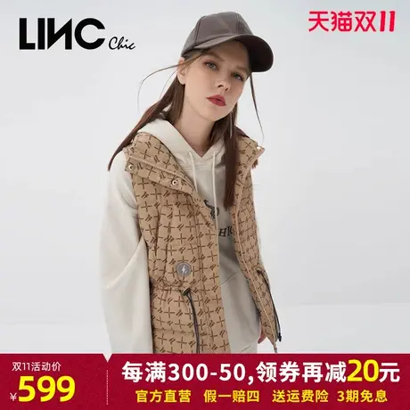 LINCCHIC金羽杰羽绒服女秋潮酷造型感收腰短款马甲外套Y22305159图片