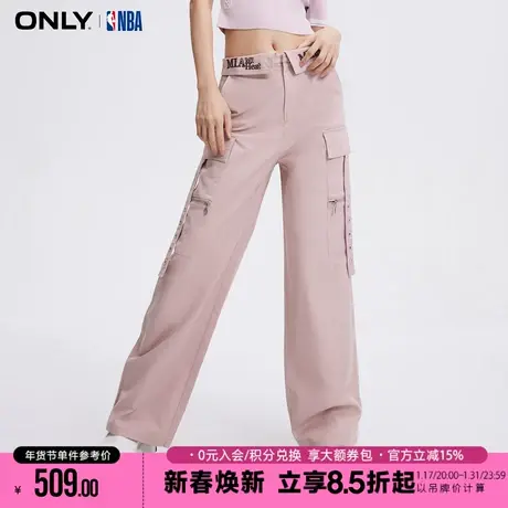 ONLY2024春季新款NBA联名通勤风休闲刺绣高腰休闲裤女|124114028图片