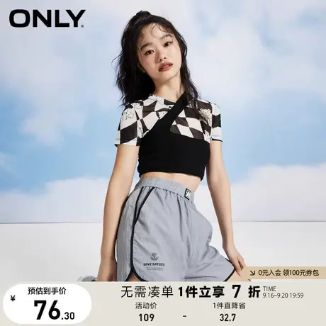 ONLY奥莱夏季通勤风休闲运动阔腿短款休闲裤女图片