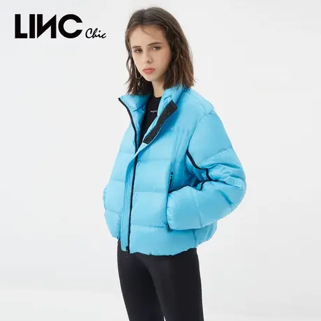 商场同款LINC金羽杰2023年冬新款反季断码立领短款羽绒服女面包服图片