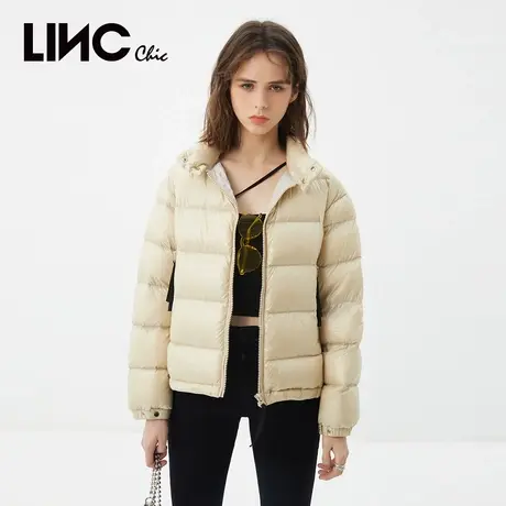 商场同款LINC金羽杰2023冬新款反季女款面包服短款轻薄羽绒服女图片