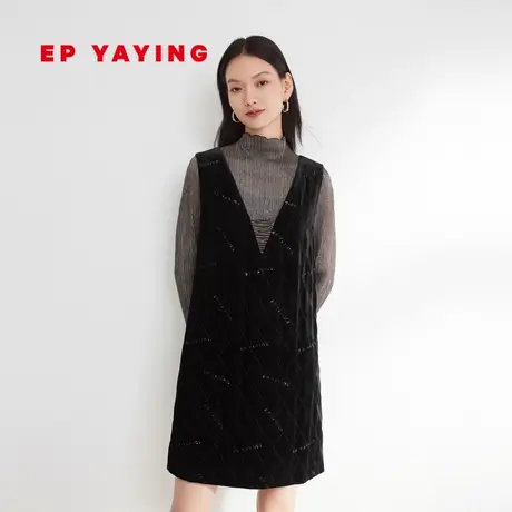 EP雅莹女装 暖感丝绒连衣裙 钉珠礼服马甲裙 秋冬商场同款M401A图片