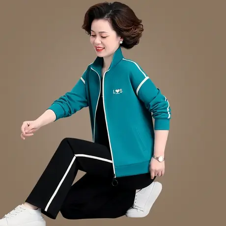 休闲运动服套装女春秋2024年新款洋气中年妈妈藏肉显瘦外套三件套图片