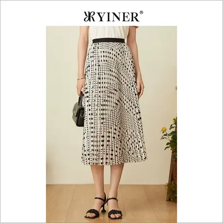 YINER音儿专柜女装2022夏季新款半身裙设计感小众中长款百褶裙女图片