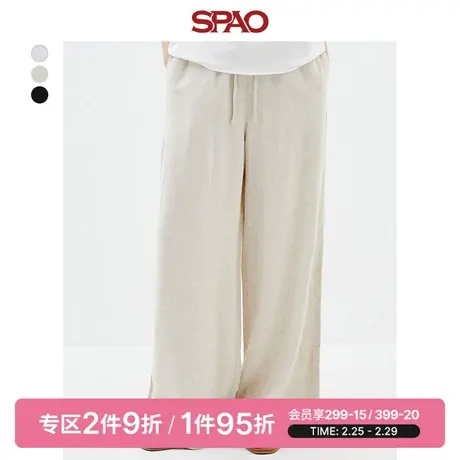 SPAO女士韩国同款春季新款宽松直筒松紧腰休闲裤SPTCD25G01图片
