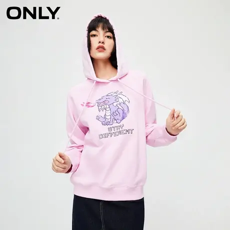 ONLY奥莱夏季潮流休闲烫印刺绣宽松连帽卫衣女图片