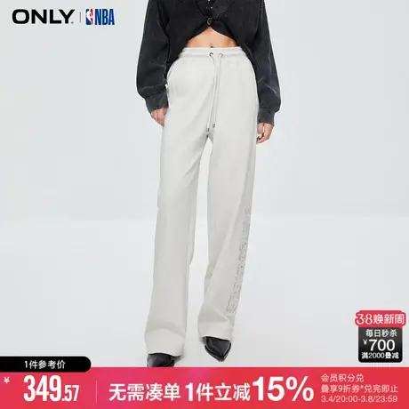 ONLY夏季NBA联名款时尚百搭潮酷休闲刺绣松紧高腰宽松休闲裤子图片