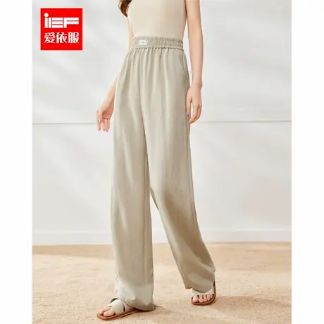 IEF/爱依服裤子2025夏季新款韩版简约休闲通勤气质慵懒百搭阔腿裤图片